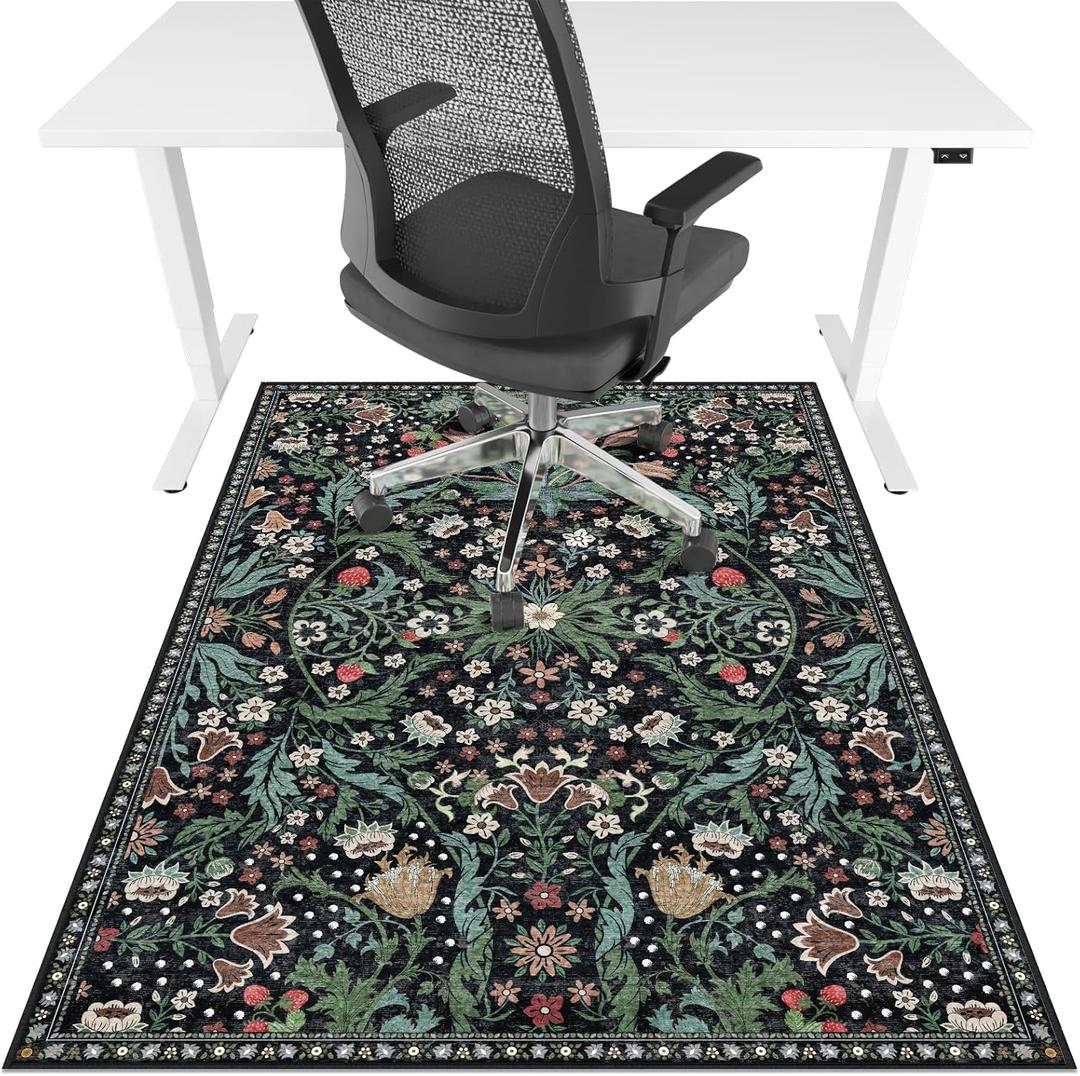 Office Chair Mat for Hardwood Floor & Tile Floor,36"X 48" Heavy Duty Desk Chair Mat for Hard Floors, Under Desk Rug for Rolling Computer Chair, Anti Slip, Low Pile Carpet Floor Protector-Green Grass