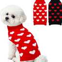 2 Pack Valentines Dog Sweater, Knit Pet Small Dog Sweater Holiday Valentines Day Outfit Clothes for Small Medium Large Dogs Pets (Red & Black, Medium)