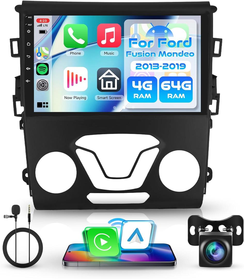 4+64G Android Car Radio Stereo for Ford Fusion Mondeo 2013-2019 Wireless Carplay Android Auto, 9 Touchscreen Head Unit with Bluetooth GPS Navigation Mirror Link WIFI FM/RDS DSP AHD Backup Camera SWC 4+64G Android Car Radio Stereo for Ford Fusion Mondeo 2013-2019 Wireless Carplay Android Auto, 9 Touchscreen Head Unit with Bluetooth GPS Navigation Mirror Link WIFI FM/RDS DSP AHD Backup Camera SWC