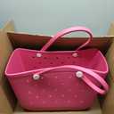 Oversized Beach Tote Bag, Extra Large Rubber Waterproof Sandproof Bag, Washable Durable Travel Tote for Pool (Rose Red)