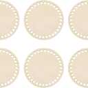 6PCS Wooden Basket Bottom, 4" Diameter Crochet Basket Bottom Unfinished Wood Round Blank Weaving Knitting Base for DIY Crafts Weaving Baskets Making Supplies Home Decoration