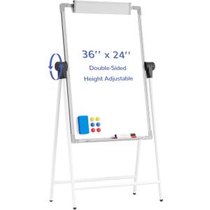 Large Double Sided White Board with Stands, 36" x 24" A-Stand Dry Erase Easel, Portable Flip Chart Easel with Height Adjustable Design for Home, School, Office