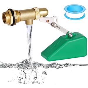 3/4 Inch Float Valve, Brass Water Float Valve for Water Tank, Float Ball Valve with Adjustable Arm for Livestock Waterer, Fountain, Aquarium, Aquaculture, Auto Water Level Control (1, green)