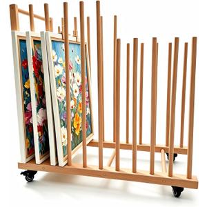 Large Art Storage Rack with Wheels, Art Canvas Boards Rack Art Storage with Handle & Caster Wheels for Drawing Board, Panel, Paper Pad for Gallery, Art Studios, Artworks