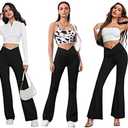 DLOODA Women's Flare Leggings with Pockets Crossover High Waisted Bootcut Yoga Pants Tummy Control Bell Bottom Leggings (Black, XL)