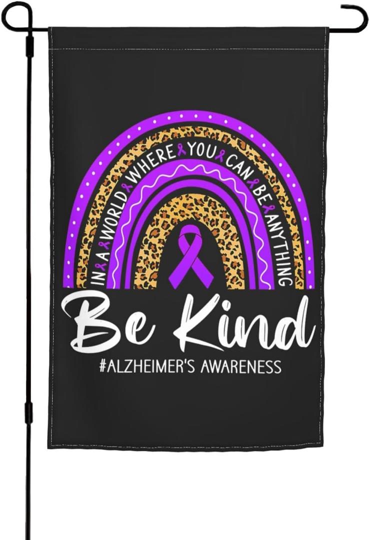 Wear Purple Alzheimer's Awareness Month Garden Flag 1218in Inch House Double Sided Flag Decorations For Outside Yard Home (Black)