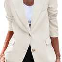 PRETTYGARDEN Women's Spring Fall Business Casual Blazers Long Sleeve Notch Lapel Trendy Work Office Blazer Jackets Outerwear (X-Large, White)