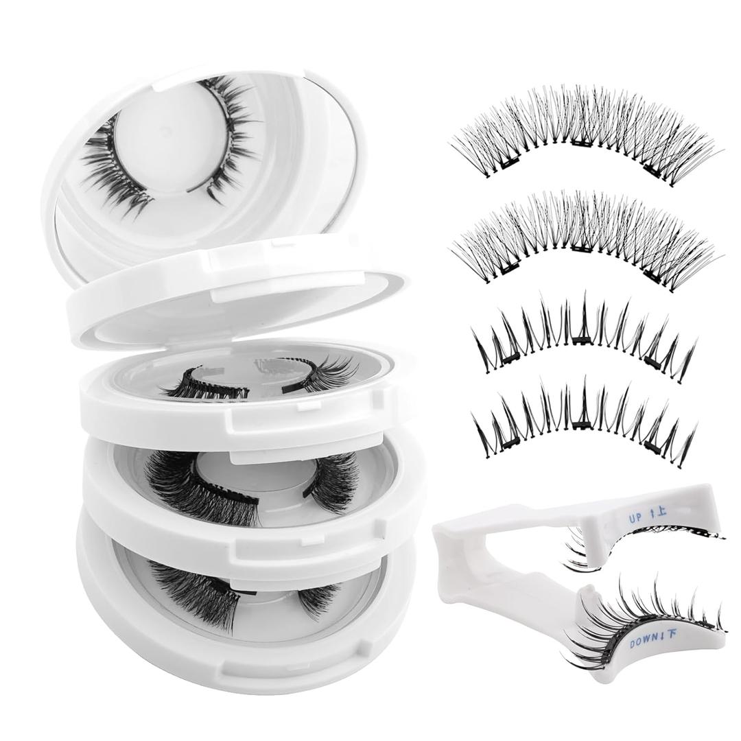 Magnetic Eyelashes No Glue Needed - Reusable False Eyelashes Natural Look Kit 4 Pairs False Eyelashes Soft Waterproof Magnetic Eyelashes Easy to Wear and Remove By Wendy LashesB2+747,4 pairs