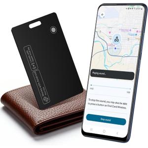 Wallet Tracker Card Air-Tag - for Android & iOS, Work with Google Find Hub & Apple Find My, 0.07in Slim Tracking Card, IP68 Waterproof Bluetooth Smart Item Locator for Luggage, Gifts for Men Women (Pure Black)