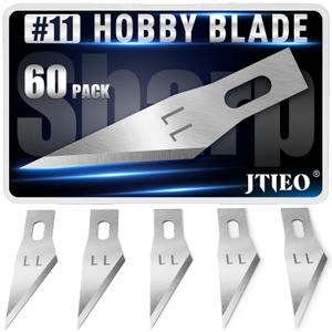 JTIEO 60 PCS Exacto Knife Blades High Carbon Steel #11 Replacement Hobby Blade Hobby Knife Blades Refills Art Blades with Storage Case Exacto Blade for Art, Craft, Scrapbooking, Stencil