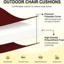 4 x downluxe Outdoor Chair Cushions Set of 4 for Patio Furniture, Water-Resistant Square Corner Patio Chair Cushions with Ties, High Density Foam Outdoor Seat Cushion, 18.5" X 16" X 3", Burgundy