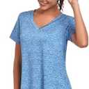 Short Sleeve Workout Shirts Women Loose Fit, V-Neck Women Exercise T-Shirt Workout Top, Dry Fit Yoga Gym Sport Tops (Medium)