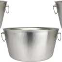 Real Deal Steel Stainless Steel Insulated Beverage Tub - Real Deal Steel, Large 6 Gallon Round Double Walled Party Tub, Drink Bucket for Parties, Ice Cooler for Beer - Pack of 3