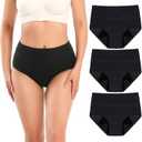 Molasus Incontinence Underwear for Women Absorbency Period Leakproof Panties (Large, Black-3pack)