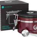 Coffee Gator Coffee Canister, 11oz Airtight Stainless Steel Kitchen Food Storage Container with Date-Tracker, CO2-Release Valve and Scoop for Beans, Grounds, Sugar, Cookies Jars, Tea, Cereal - Red