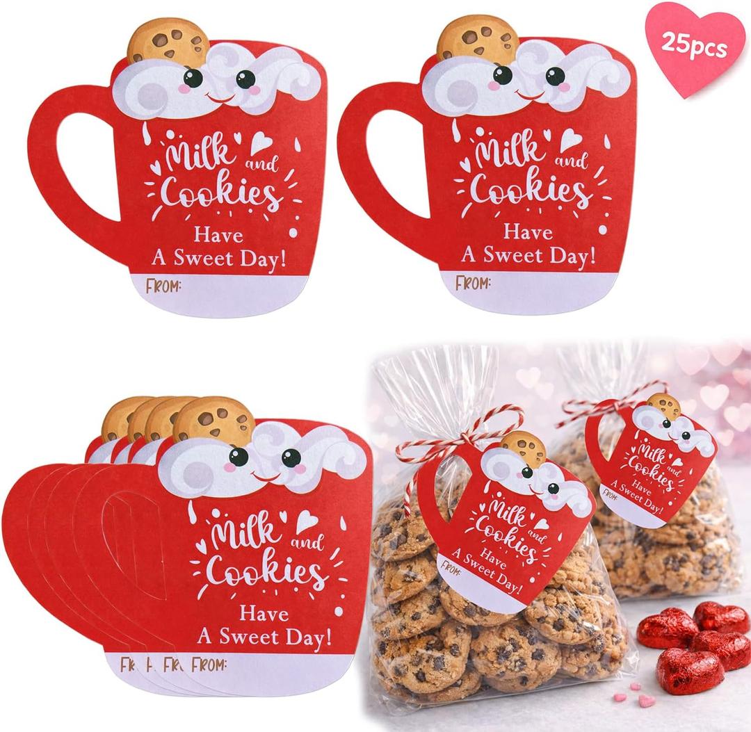 2 x Valentines Day Cards for Kids School, Funny Cookies Milk Gift Tags Party Favors Decoration, Valentine Exchange Card, Birthday, Graduation, Easter Treats Decor, Cute Classroom Gifts Decor