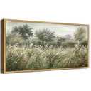 SHENIFY Vintage Landscape Framed Wall Art Meadow Scenery Farmhouse Decor Retro Painting for Bedroom Living Room Ready to Hang Wall Artwork - 20x40in Natural Framed