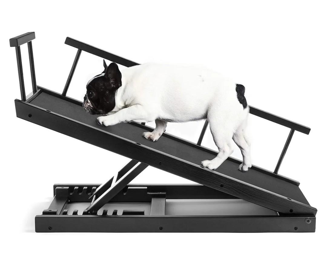 Chasing Tails Dog Ramp for Bed - Pet Ramp for Small/Large Dogs, Paw Ramp for Dogs and Cats, Adjustable Height from 10 to 20 Inches - Sturdy, with Side Rails for Additional Safety