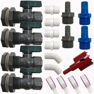 4 x 4 Pack rain barrel spigot kit, rainwater barrel diverter connector faucet kit - 3/4 inch water pipe repair kit for garden watering hose stop garden hose shut off valve rain barrel spigot kit