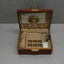 Bescott 2 Layer Solid Wooden Jewelry Box with Lock and Key for Women Men Vintage Velvet Wood Jewelry Organizer Storage for Earrings Rings Necklaces Bracelet Watch Mothers Day Gift