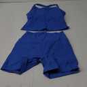 SUUKSESS Women 2 Piece Workout Sets High Waisted Tummy Control Biker Shorts Halter Padded Tank Tops S Sapphire