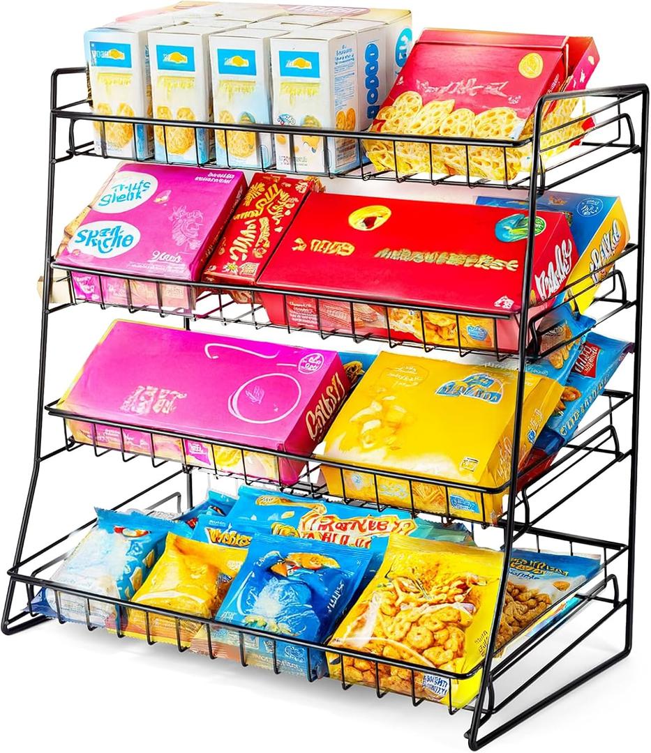Candy Display Rack, 2025 Upgraded Metal Snack Rack Display Stand, Candy Displays Racks Countertop,Snack Organizer for Countertop, Kitchen and Stores
