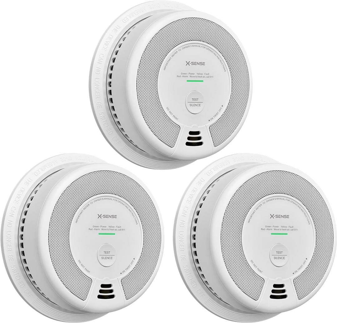 X-Sense 2-in-1 Smoke and Carbon Monoxide Detector Alarm (Not Hardwired), 10-Year Battery-Operated Dual Sensor Fire & CO Alarm, SC06, 3-Pack