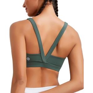 RUNNING GIRL Sports Bras for Women, Medium Support Molded Cup Sports Bras with Sewn in Pads Strappy Workout Yoga Bra
(3004 Sage Green L)