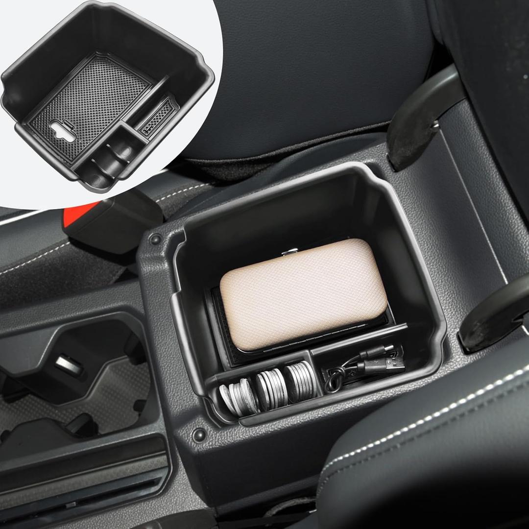 EDBETOS Center Console Organizer Compatible with 2022-2024 VW Taos and for 2018-2023 2024 Tiguan Accessories S/SE/SEL/SE R-Line/SEL R-Line Insert Tray Secondary Storage Armrest Box ABS Material, Black 