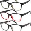 Men's Reading Glasses 3 Pack Anti-Blue Light UV Blocking Readers for Men Stylish Rivet Design TR90 Frame Spring Hinge Magnification +2.50x