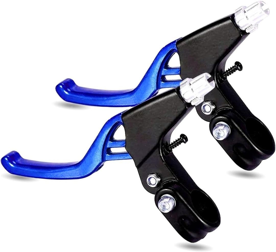 1 Pair Bicycle Brake levers, 2pcs Aluminium Alloy Bike Brake Handle Universal 4 Finger 2.2cm fits for Most Bicycle, MTBBMXRoad Bike. (Blue)