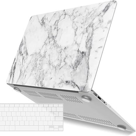 IBENZER Compatible with  MacBook Air 13 Inch Case (20102017 Release). Models: A1466 / A1369, Plastic Hard Shell Case with Keyboard Cover for Mac Air 13, White Marble, A1301WHMB+1A