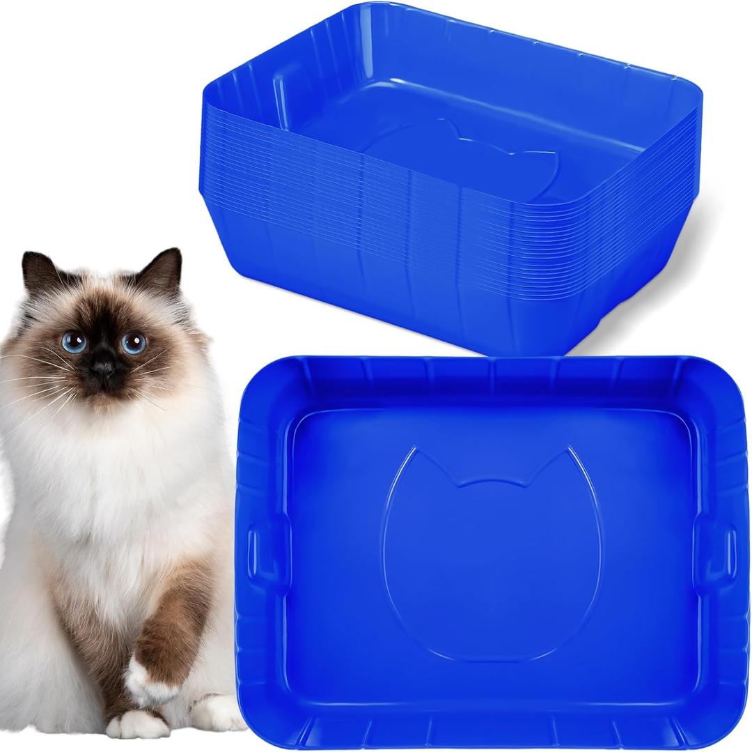 Bokon 25 Pcs Disposable Litter Boxes for Cats Plastic Cat Litter Tray Large Kitten Pan for Kitty Rabbit Guinea Pig Hamster Pets Supplies Travel Home Toilet, 15.7 x 11.8 x 3 Inches(Royal Blue) Bokon 25 Pcs Disposable Litter Boxes for Cats Plastic Cat Litter Tray Large Kitten Pan for Kitty Rabbit Guinea Pig Hamster Pets Supplies Travel Home Toilet, 15.7 x 11.8 x 3 Inches(Royal Blue)