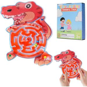 Maze Puzzles Labyrinth Sensory Toy for Children and Teenagers, Gel-Filled Anti-Stress Squishy Dinosaur T. rex Toy, Calming Game Against Stress, Anxiety & ADHD Dinosaur T. rex
