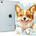 Case for iPad Air 11(M3 2025/M2 2024) 7th 6th, iPad Air 4 & 5 10.9 inch 5th 4th (2022/2020) Case, Slim Stand Cover with Hard Translucent Back Shell Auto Wake/Sleep, Cute Corgi Dog