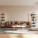 Qupui 5 Tier Corner Shelf Stand, Tall Display Rack Multipurpose Shelving Unit, Storage Home Decor Organizer Shelves for Bedroom Living Room, Black