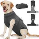 Kuoser Dog Surgery Suit Female Spay, Dog Recovery Suit Male Neuter, Pet Clothes Onesie for Surgery Anti Licking Abdominal Wounds Puppy Surgical Recovery Bodysuit Shirt, Substitute E-Collar & Cone (L (Back:16.1-20.1'', Weight:23-48 LB))