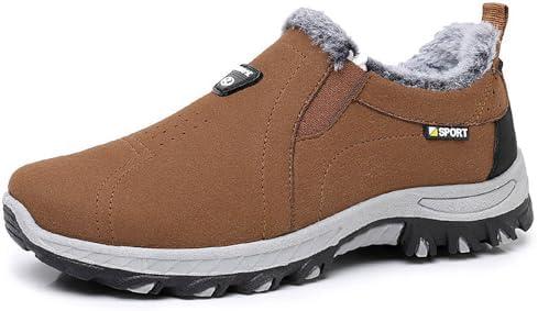 Men's Winter Warm Slip-on Snow Boots Comfortable Round Toe Casual Boots Lightweight Warm for Hiking Work Casual Boots (12, Coffee)