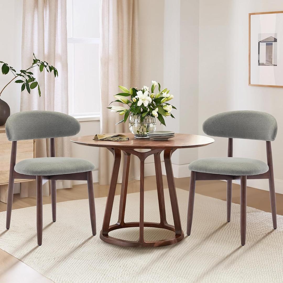 COLAMY Wooden Dining Chairs Set of 2, Upholstered Kitchen Side Chair, Green