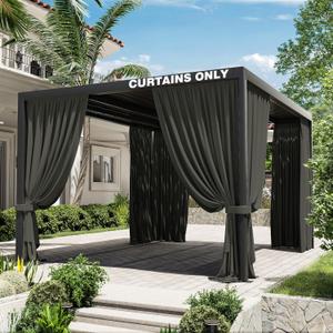 Gazebo Universal Replacement Privacy Curtain,10'13' Gazebo Outdoor Waterproof Curtains, 4-Panels Sidewall Curtains with Double Zipper for Patio Canopy, Garden and Backyard (Curtain Only) (156"W x 120"L (Pack of 4), Grey)