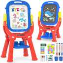Kids Art Easel for Toddler Age 3-5 Magnetic Double-Sided Board | Adjustable Standing Chalkboard & Whiteboard with Painting Accessories, Birthday Christmas Gift for 3 4 5 Year Old Boys Girls