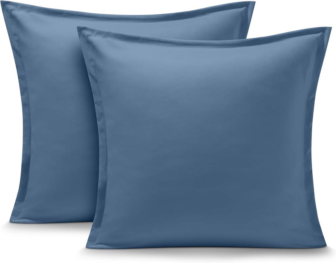 Bare Home Euro Pillow Sham Covers - Set of 2 - Premium 1800 Ultra-Soft Microfiber - Double Brushed - Bed Pillow Shams - Pillows Not Included (Set of 2, Coronet Blue)