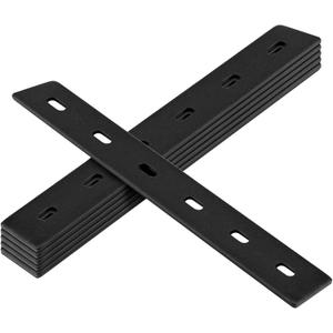 6 Pcs Black Flat Mending Plates, 14" x 1-1/2", Slotted Straight Bracket Connector, 11Gauge
