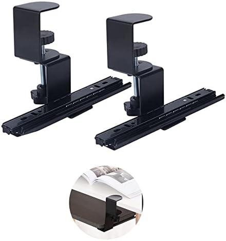 Niciksty Keyboard Tray Clamp Under Desk with Adjustable Clamp and 7.87IN Rail Set for DIY Custom Wooden Keyboard Trays (Tray Not Included), Under Desk Pull Out Slider Track with C-clamp Mount System