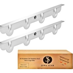 JS 316 Stove Gap Covers Stainless Steel (Pack of 2, 23.4") Heat-Resistant Oven Gap Filler Seals Gaps Between Stovetop & Counter, Stove Gap Guards, Kitchen Stove Counter Cover, Easy to Clean Range Trim Kit (Silver)