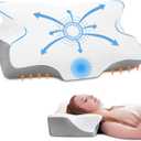 Anvo Cervical Pillow for Neck Pain Relief, Memory Foam Pillows for Neck and Shoulder Pain, Orthopedic Ergonomic Design for Sleeping, Suitable for Side Back and Stomach Sleeper, Cream Firm