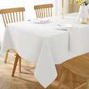SASTYBALE Faux Linen Rectangle Tablecloth, Waterproof Wrinkle Free Textured Table Cloth, Fabric Table Cover for Dining, Party, Wedding, Indoor Outdoor (60 x 120 Inch Rectangular, White)