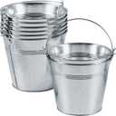 OBTANIM 8 Pack Galvanized Metal Buckets with Handle Ice Pails for Plants, Succulents, Party Favors Organizing, Rustic Home Decor or Classrooms Pencil Storage (6 x 4.3 inch)