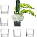 Set of 6 Square Glass Vases 4"4"4",Clear Flower Vase,Candlestick,Suitable for Wedding Centerpieces Home Floral DecorationFlower Decoration for VariousParty Events