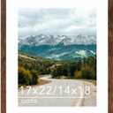 Wood 17x22 Picture Frame with 14x18 Mat Deep Brown, Display 14x18 with Mat or 17x22 Without Mat, Wood 17 by 22 Photo Frame, 17 x 22 Frame for Wall Hanging Display, Deep Brown